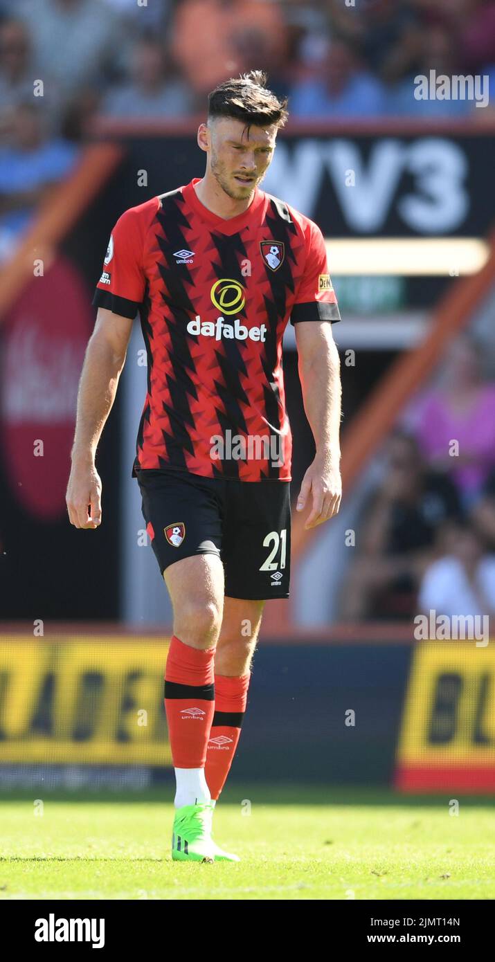 6.. August 2022; Vitality Stadium, Boscombe, Dorset, England: Premiership Football, AFC Bournemouth gegen Aston Villa: Kieffer Moore von Bournemouth Stockfoto