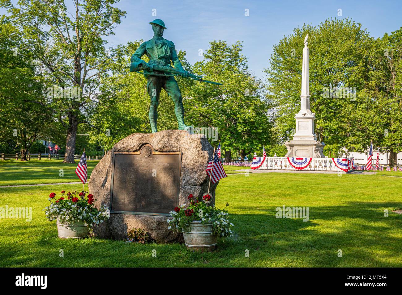 Das Denkmal des Ersten Weltkriegs auf der Barre, MA Town Common Stockfoto