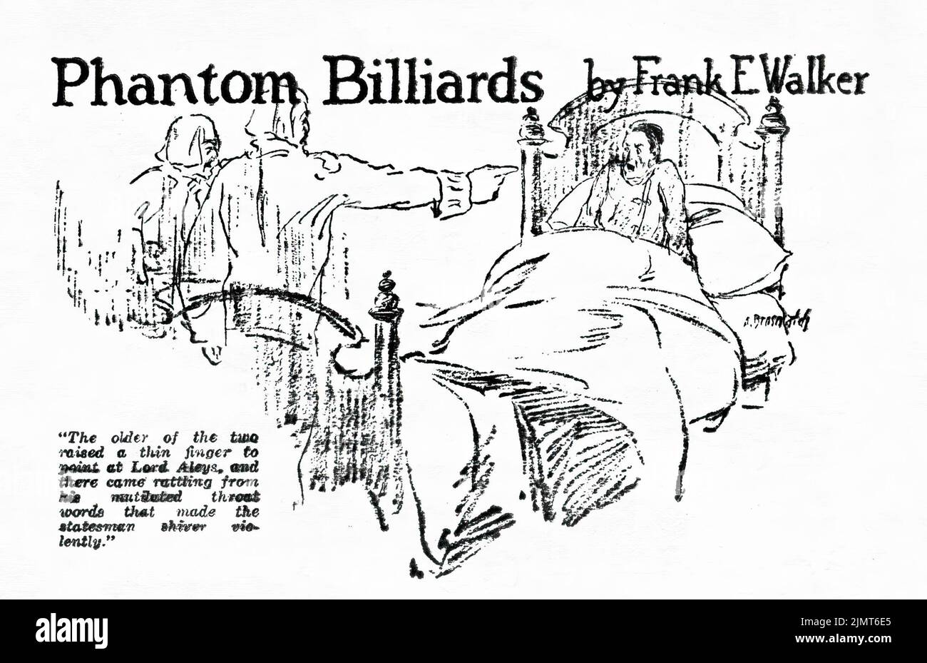 Phantom Billiards von Frank E. Walker. Illustration von Andrew Brosnatch aus Weird Tales, Februar 1926 Stockfoto