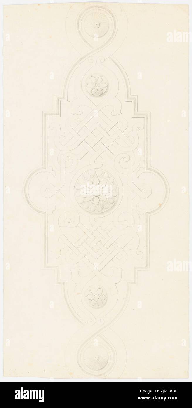 Diebitsch Carl von (1819-1869), Villa, Kairo. (?) (Ohne DAT.): Ornament im Stil der Figura Ansata mit zweizeiligen, verzierten geflochtenen Band und geometrischen Motiven. Bleistift auf Karton, 64,9 x 32,7 cm (inklusive Scan-Kanten) Diebitsch Carl von (1819-1869): Villa, Kairo (?) Stockfoto