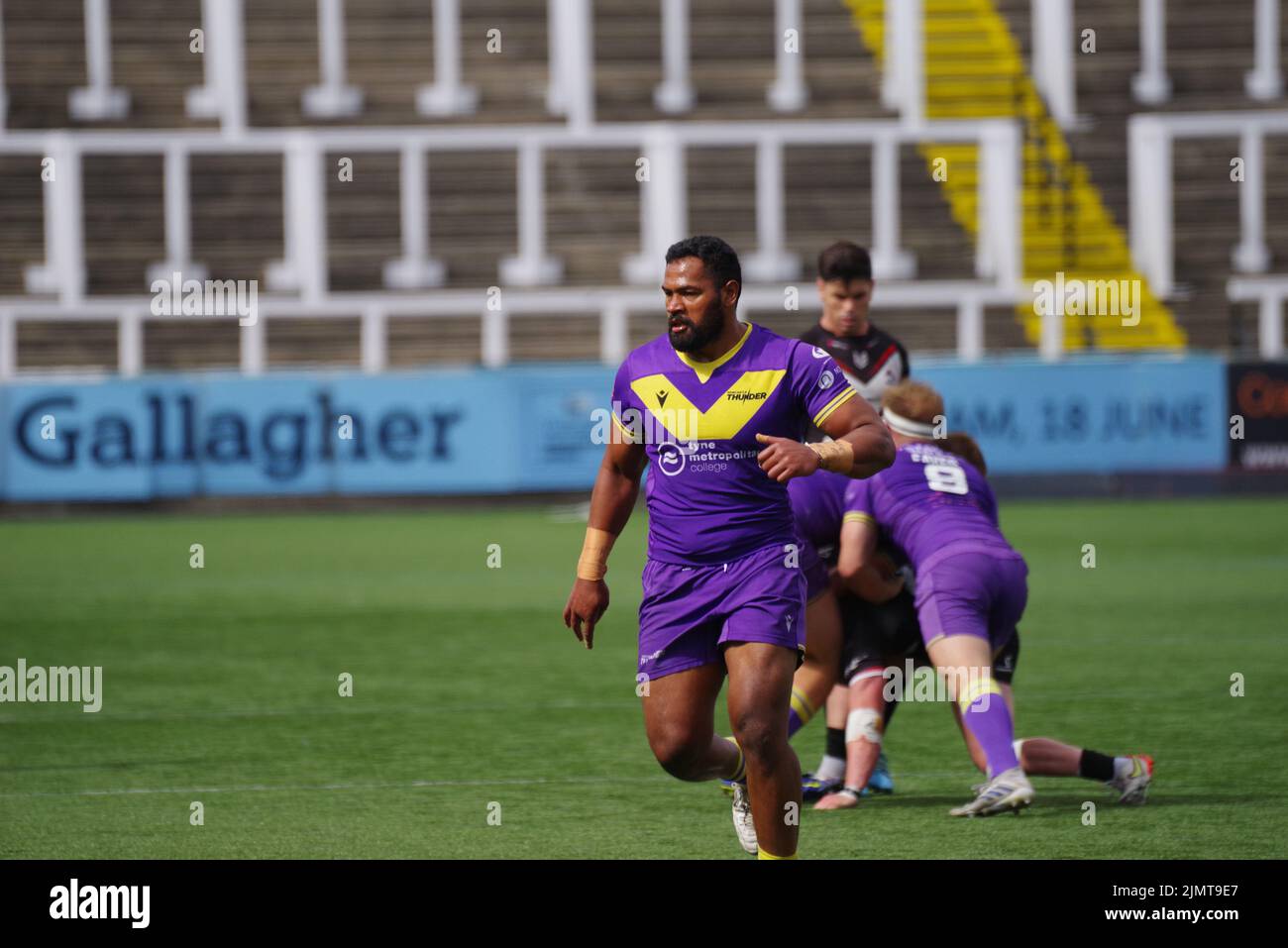 Newcastle upon Tyne, England, 7. August 2022. Ukuma Ta'ai spielt für Newcastle Thunder gegen London Broncos in der Betfred Championship im Kingston Park. Quelle: Colin Edwards Stockfoto