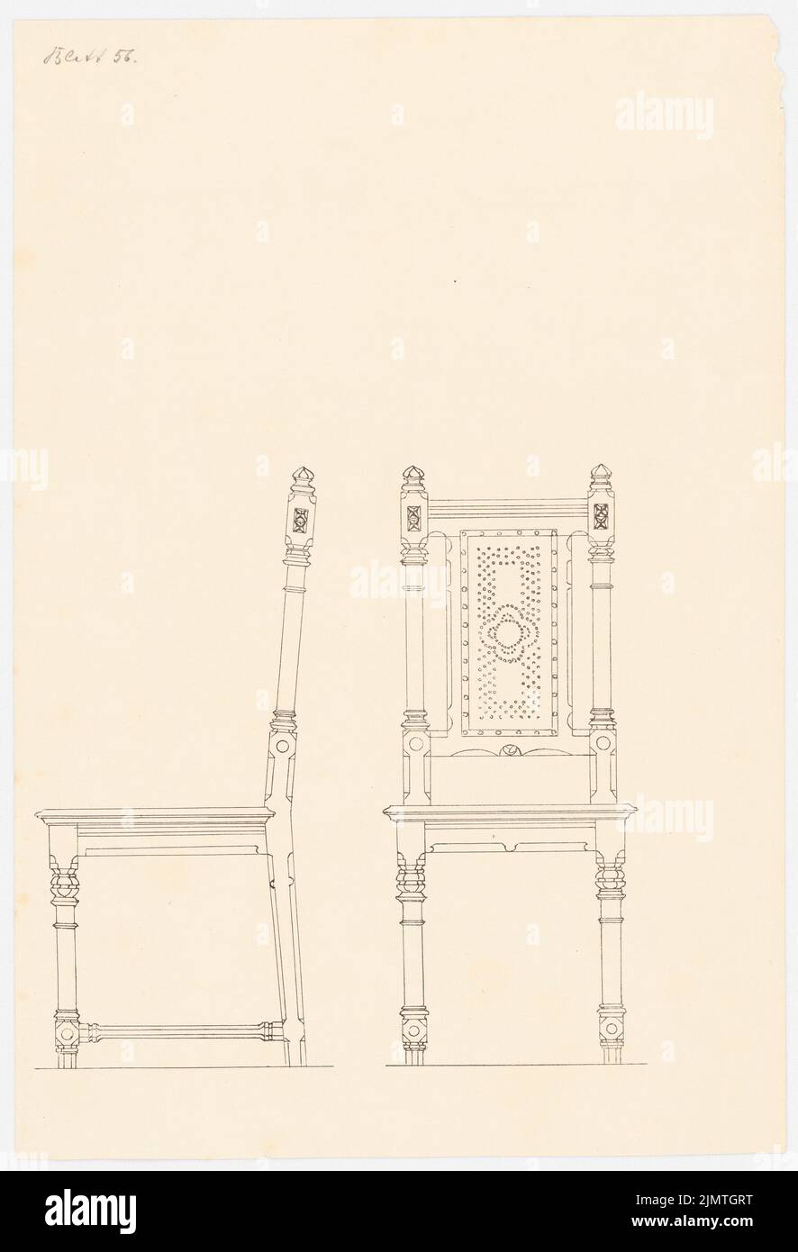 Bulle Hubert (1838-1907), Bahnhof Uelzen (1885): Wartesaal I. und II. Klasse: Stuhl. Druck auf Papier, 41,8 x 28,5 cm (einschließlich Scankanten) Stier d. Ä. Hubert (1838-1907): Bahnhof, Uelzen Stockfoto