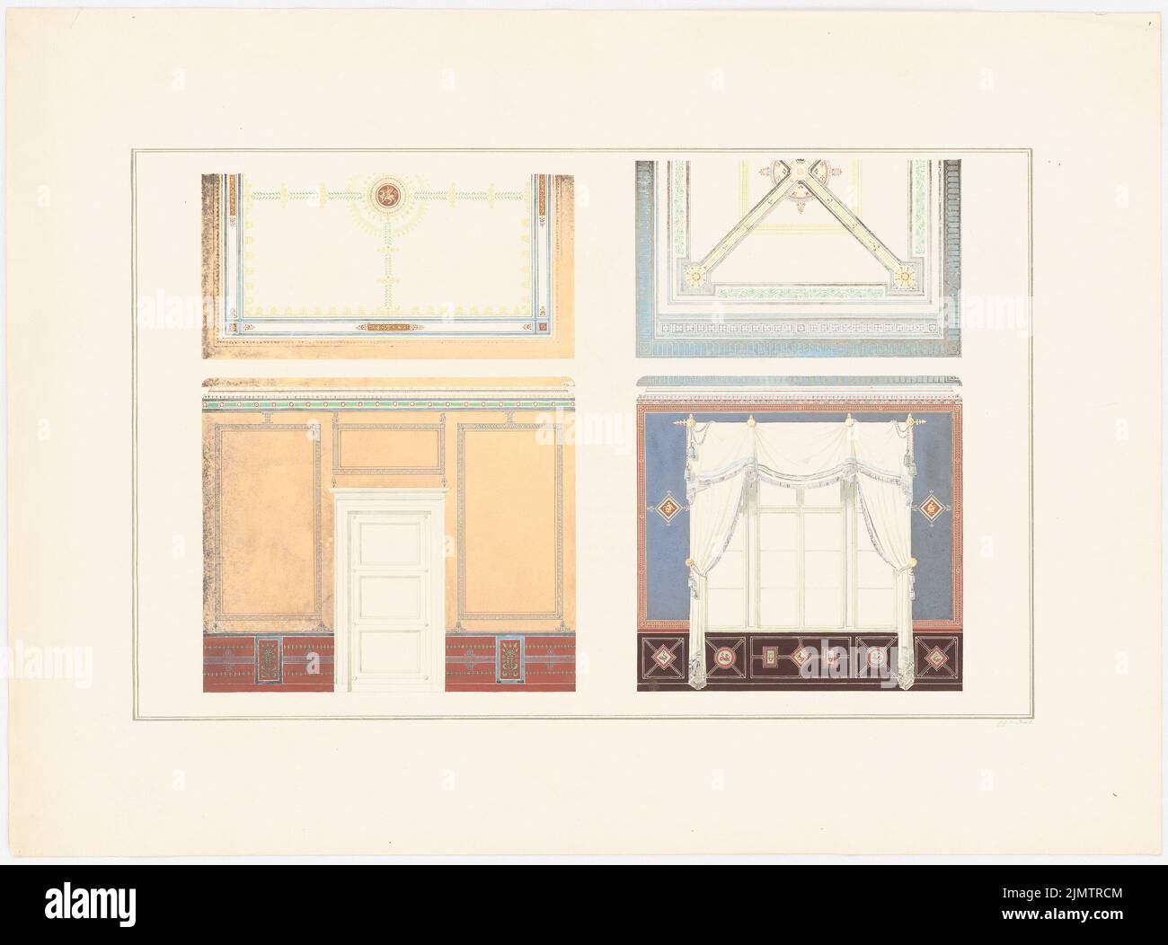 Strack Johann Heinrich (1805-1880), Deckblatt (ohne Dat.): Ansicht. Tusche Aquarell auf Papier, 41,7 x 56,3 cm (inklusive Scankanten) Strack Johann Heinrich (1805-1880): Deckendekoration Stockfoto