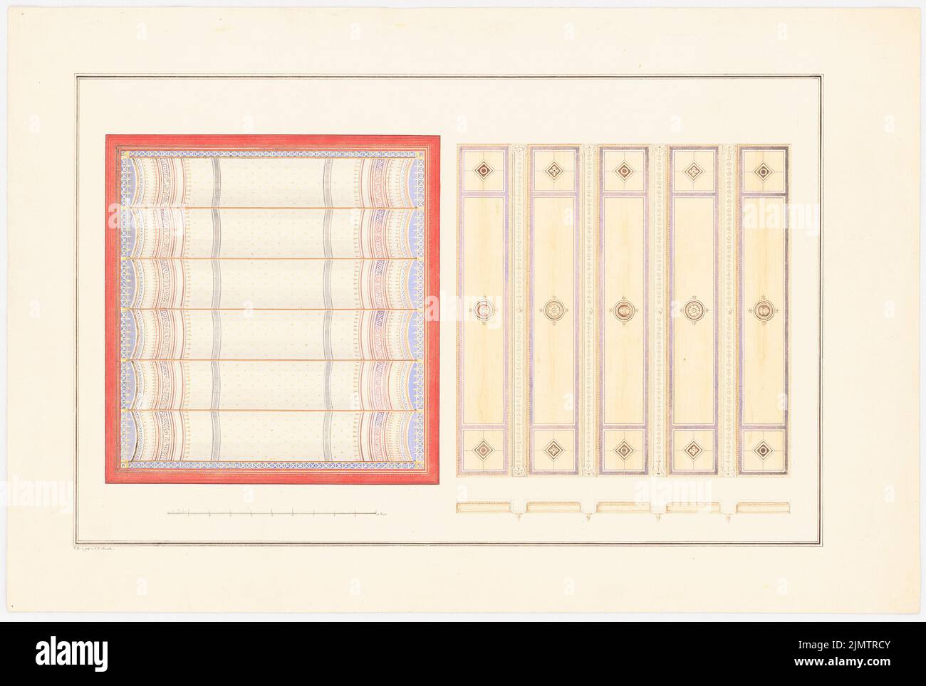 Strack Johann Heinrich (1805-1880), Deckblatt (ohne Dat.): Ansicht. Tusche Aquarell auf Papier, 36,3 x 54 cm (inklusive Scankanten) Strack Johann Heinrich (1805-1880): Deckendekoration Stockfoto