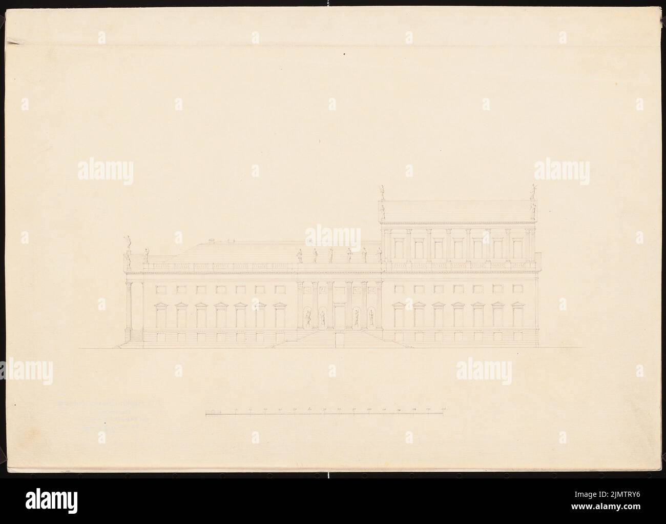 Stüler August (1800-1865), Königliche Oper in Berlin. Umrechnung (ohne Datum): Seitenansicht. Tusche auf Papier, 24,3 x 33,9 cm (inklusive Scankanten) Stüler Friedrich August (1800-1865): Königliche Oper, Berlin. Umbau Stockfoto