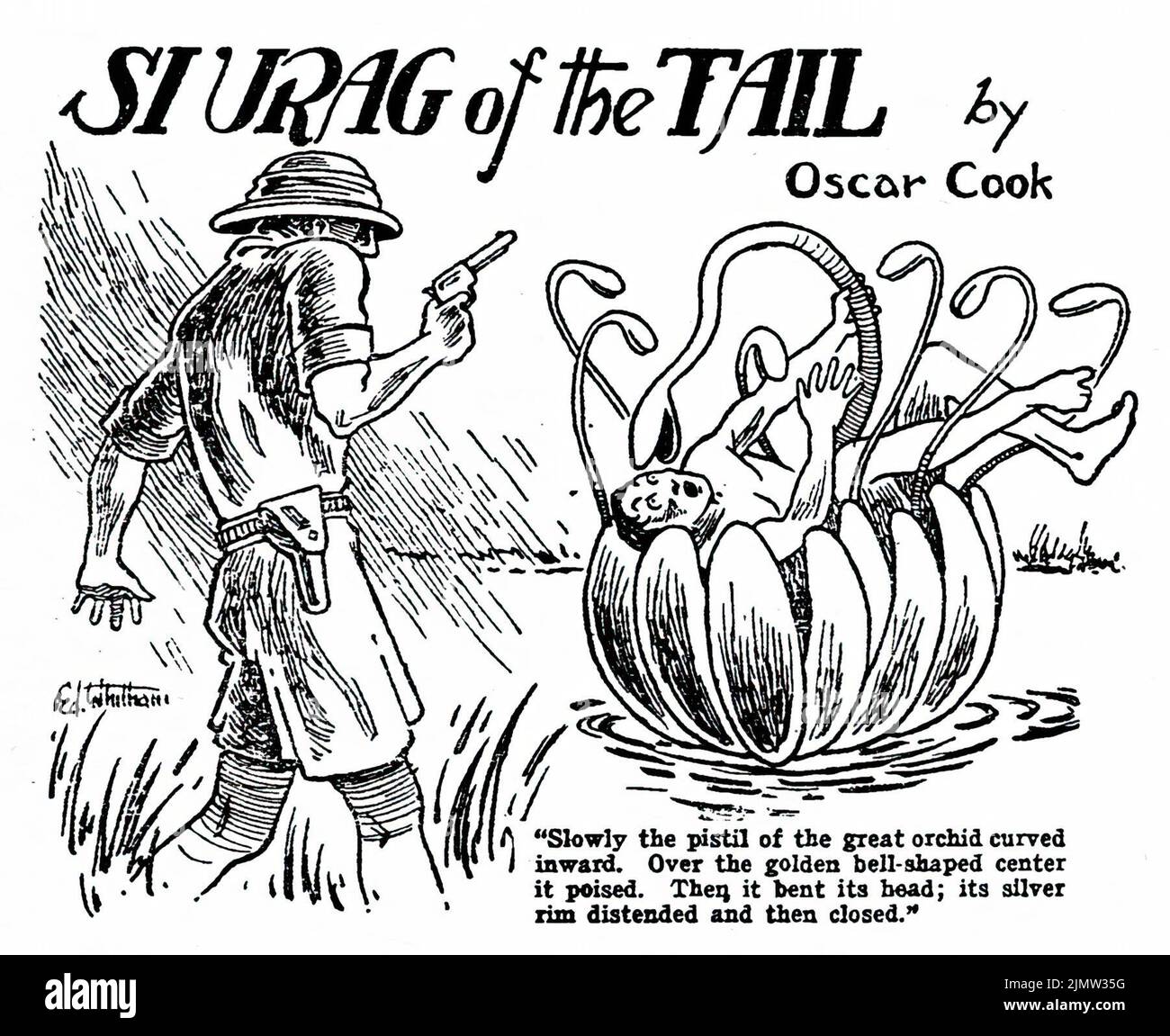 SI UAG of the Tail (1923) von Oscar Cook. Illustration von Ed Whitham aus Weird Tales, Juli 1926 Stockfoto