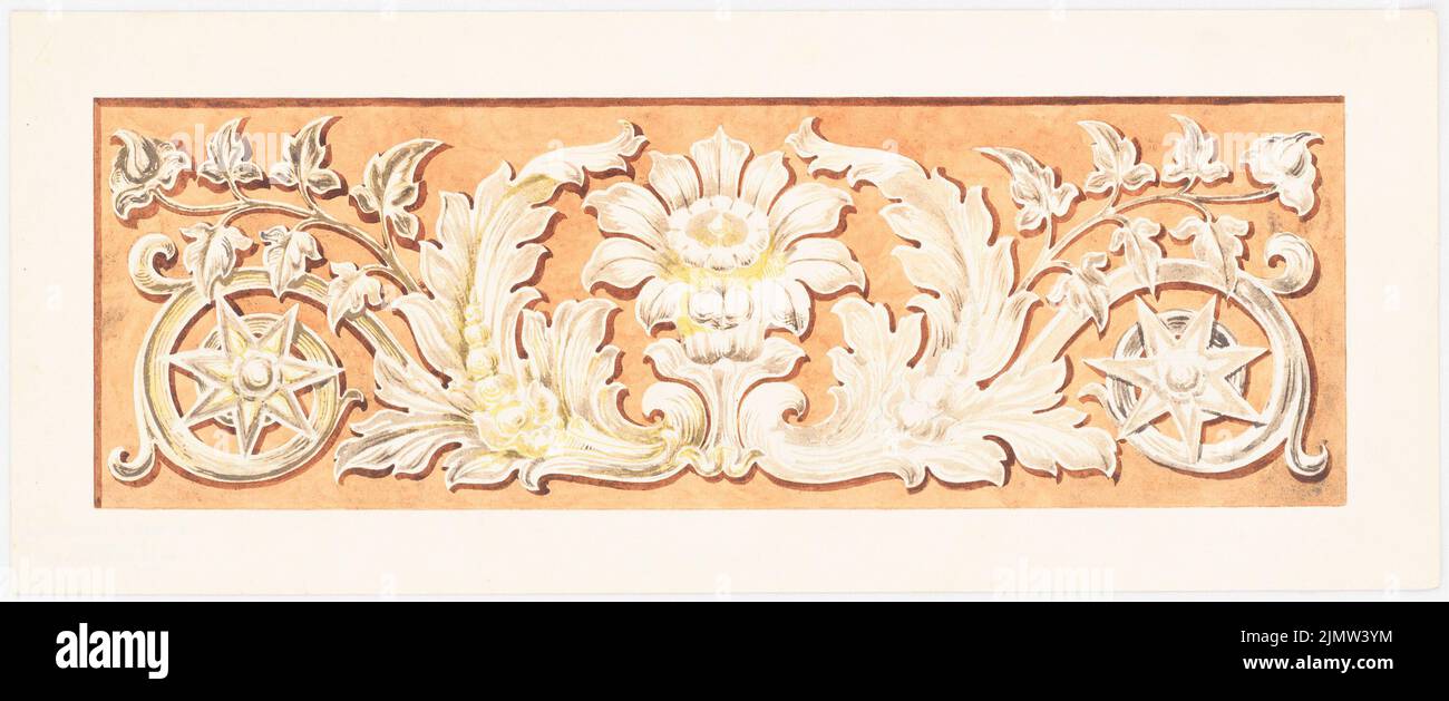 Vogel E., pflanzliche Ornamente (ohne Datum): Ansicht. Bleistift-Aquarell auf der Schachtel, 17,7 x 42,6 cm (inklusive Scankanten) Vogel E. : pflanzliche Ornamente Stockfoto
