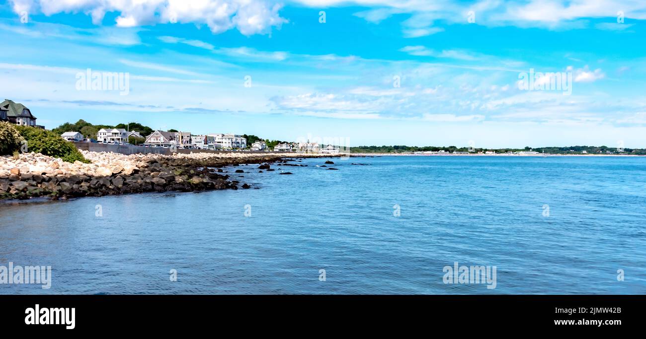 Küstenansicht von Narragansett, Rhode Island Stockfoto