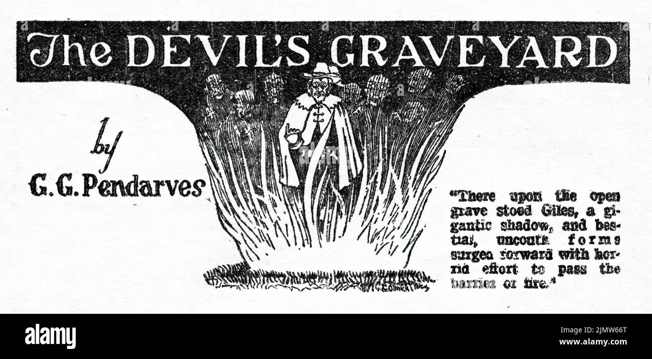 Der Friedhof des Teufels, von G. G. Pendarves. Illustration von G. O. Olinick aus Weird Tales, August 1926 Stockfoto
