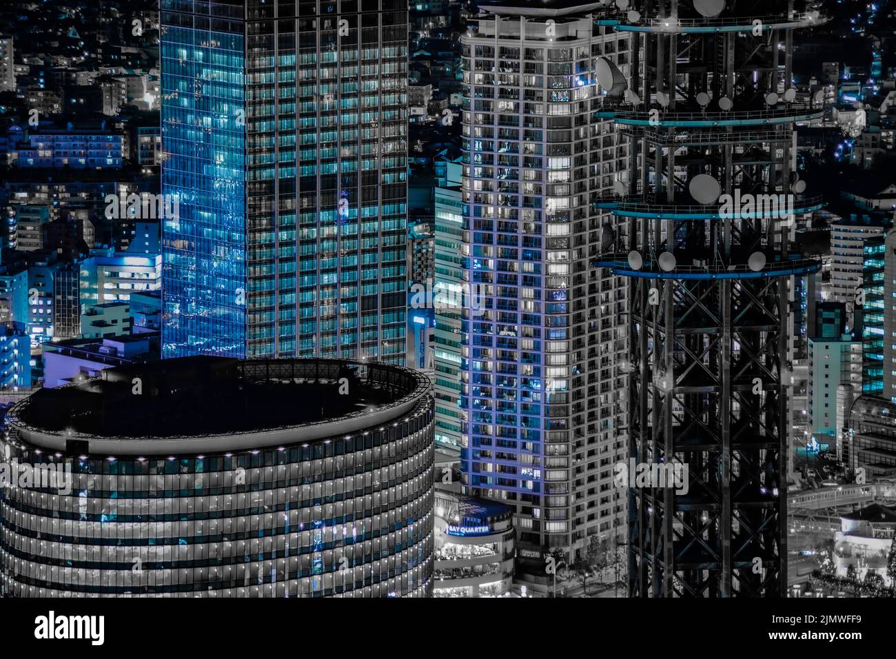Yokohama Nachtansicht (einfarbige Verarbeitung: Blau) Stockfoto Yokohama Nachtansicht (einfarbige Verarbeitung: Blau) Stockfoto