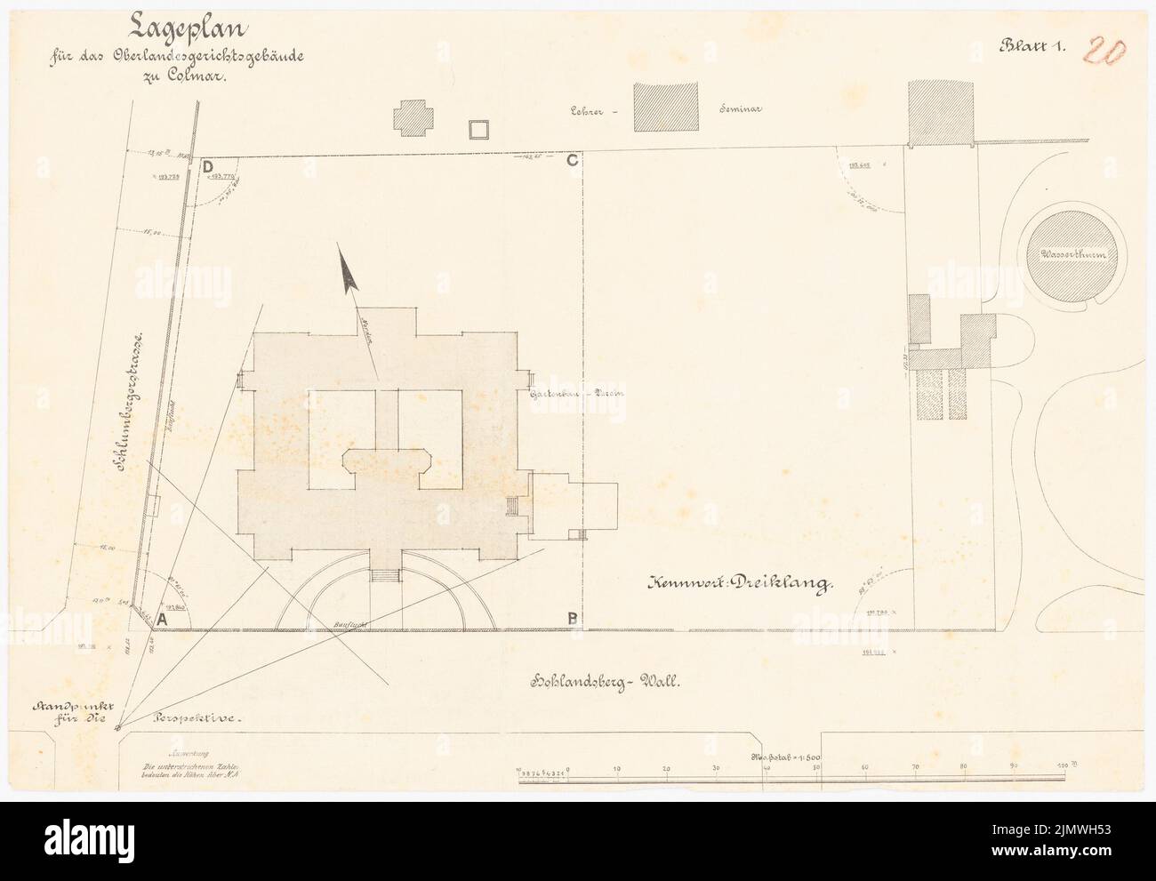 Guth Hermann (1851-1924), noch nicht aufgenommen (ohne Datum): Noch nicht aufgenommen. Material/Technologie N.N. Aufgenommen, 32,5 x 46,8 cm (inklusive Scankanten) Guth Hermann (1851-1924): Oberlandesgericht, Colmar Stockfoto