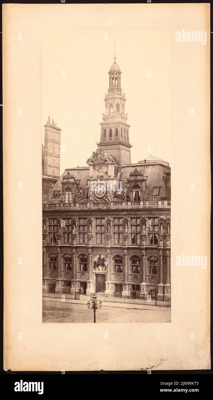 Unbekannter Fotograf, Fotos von Reisen aus Italien, Frankreich und Deutschland (ohne dat.): Ansicht. Foto auf Karton, 78 x 44,6 cm (inklusive Scan-Kanten) Ballu Theodore (1817-1885): Fotos von Reisen aus Italien, Frankreich und Deutschland: Hotel de Ville, Paris Stockfoto