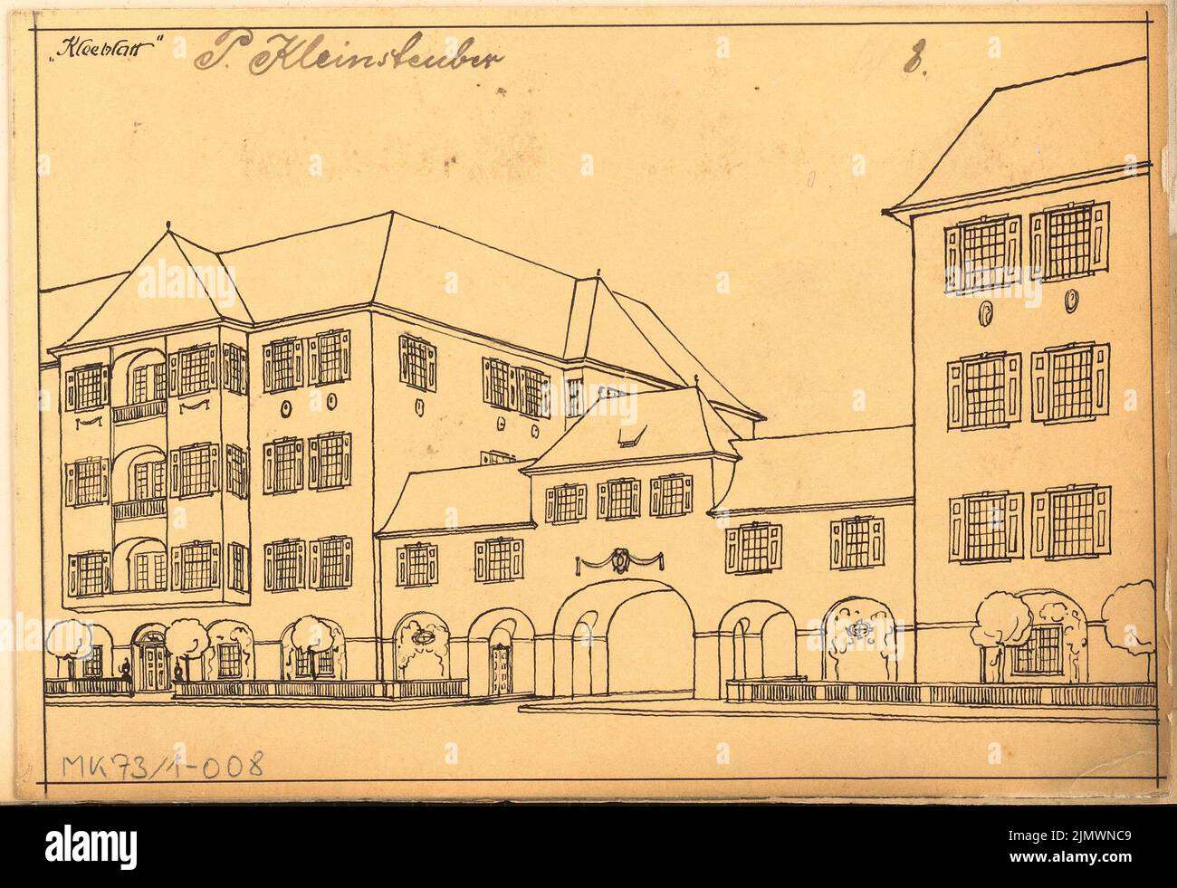 Kleinsteiger Paul (geb. 1880), Torgebäude in Berlin-Steglitz. Monatlicher Wettbewerb Oktober 1908 (10,1908): Perspektivansicht. Tinte auf Karton, 14,4 x 21 cm (inklusive Scankanten) Kleinsteuber Paul (geb. 1880): Torbau, Berlin-Steglitz. Monatskurrenz Oktober 1908 Stockfoto