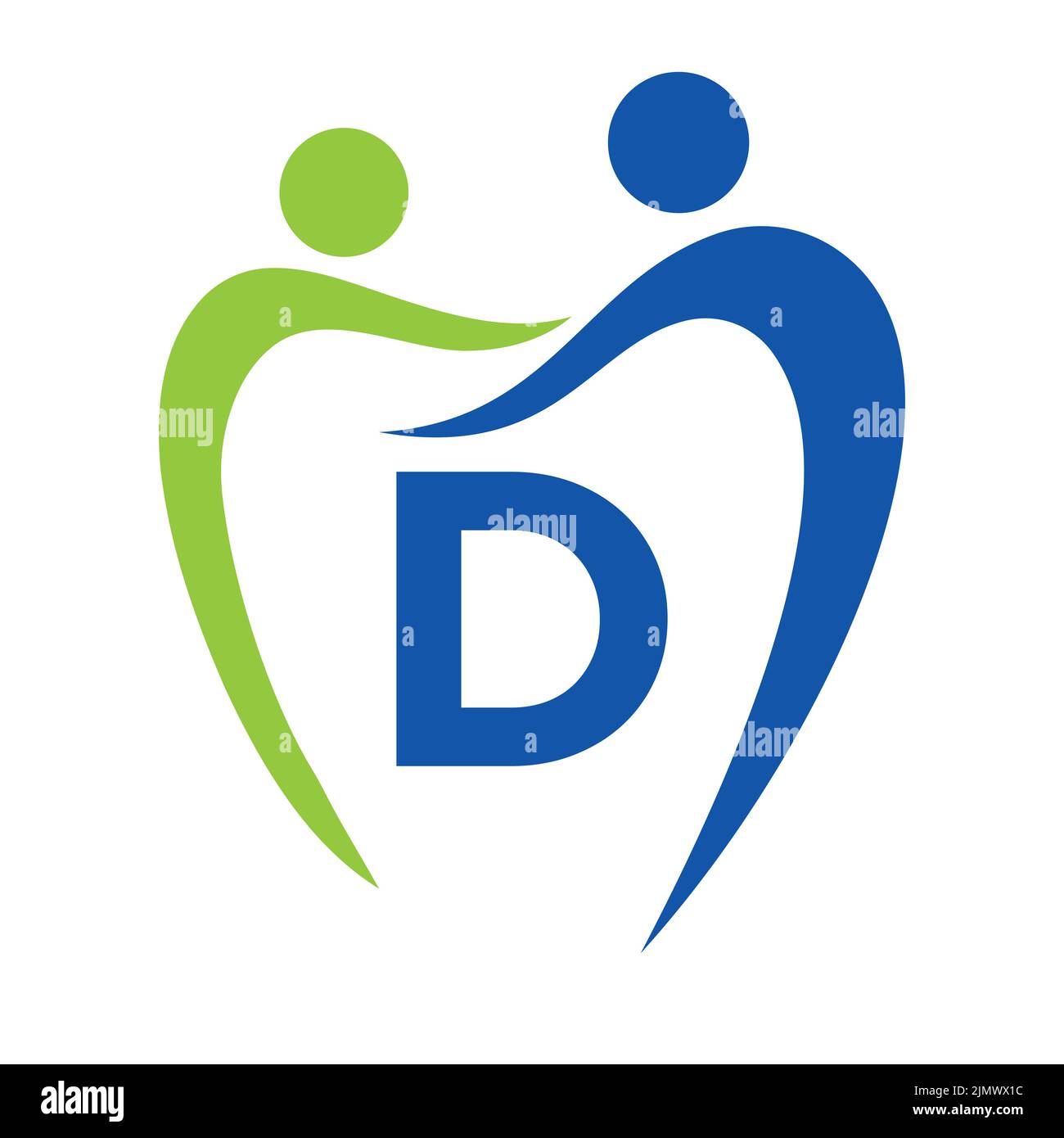 Zahnklinik Logo auf Buchstabe D Konzept. Symbol Für Die Zahnärztliche Familienpflege. Logo Für Zahnärzte Stock Vektor