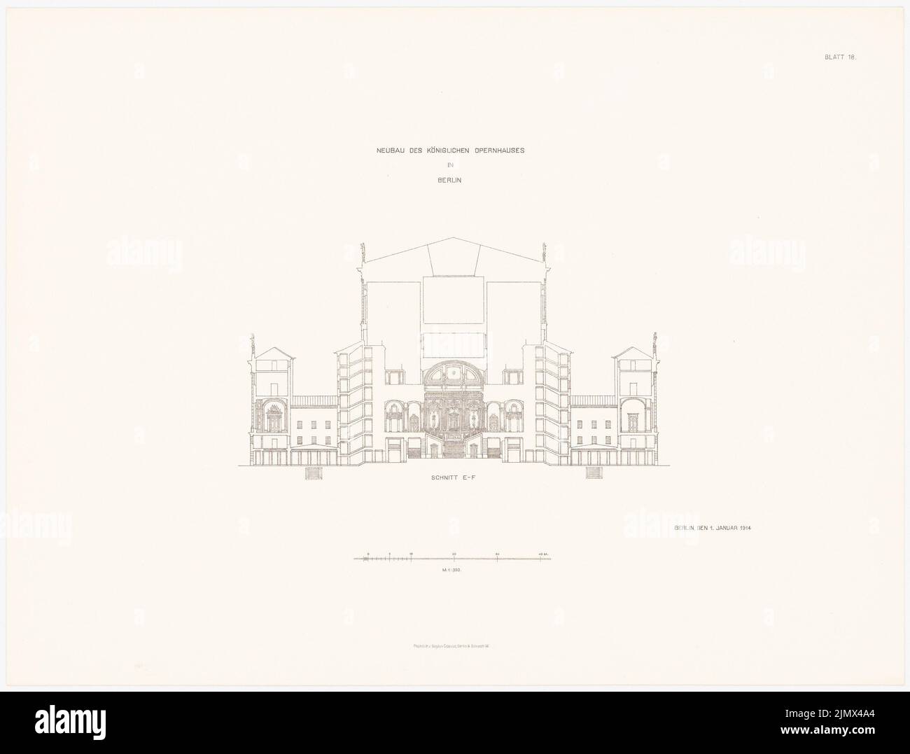 Hoffmann Ludwig (1852-1932), Königliche Oper in Berlin-Tiergarten (1913-1914): Noch nicht aufgenommen. Material/Technik N.N. aufgenommen, 46,1 x 60,6 cm (inklusive Scan-Kanten) Hoffmann Ludwig (1852-1932): Königliche Oper, Berlin-Tiergarten Stockfoto