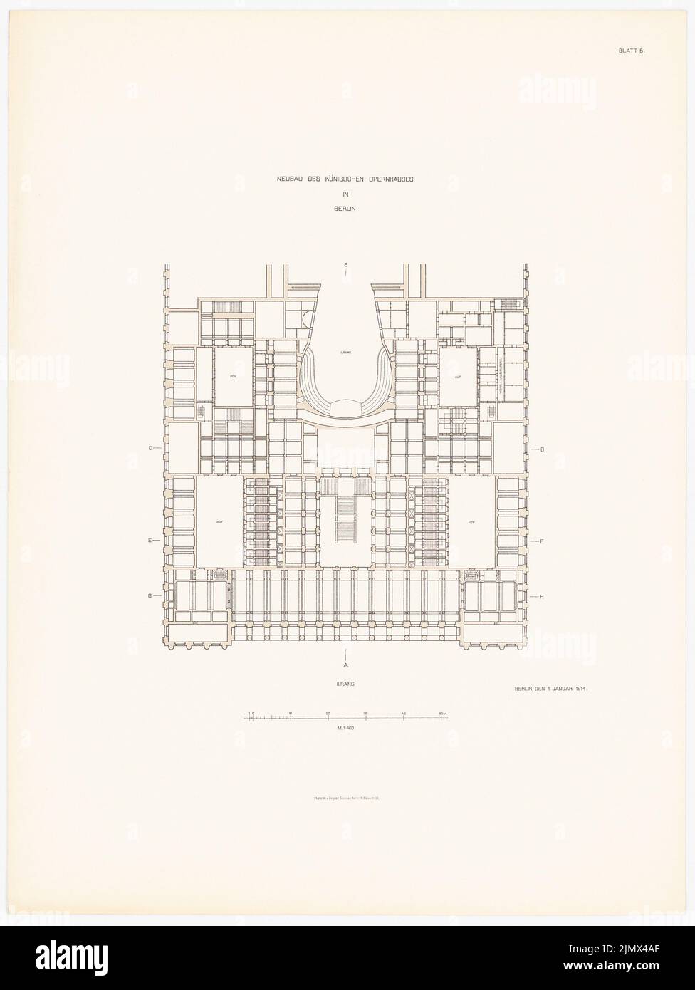 Hoffmann Ludwig (1852-1932), Königliche Oper in Berlin-Tiergarten (1913-1914): Noch nicht aufgenommen. Material/Technik N.N. aufgenommen, 61,2 x 46 cm (inklusive Scan-Kanten) Hoffmann Ludwig (1852-1932): Königliche Oper, Berlin-Tiergarten Stockfoto