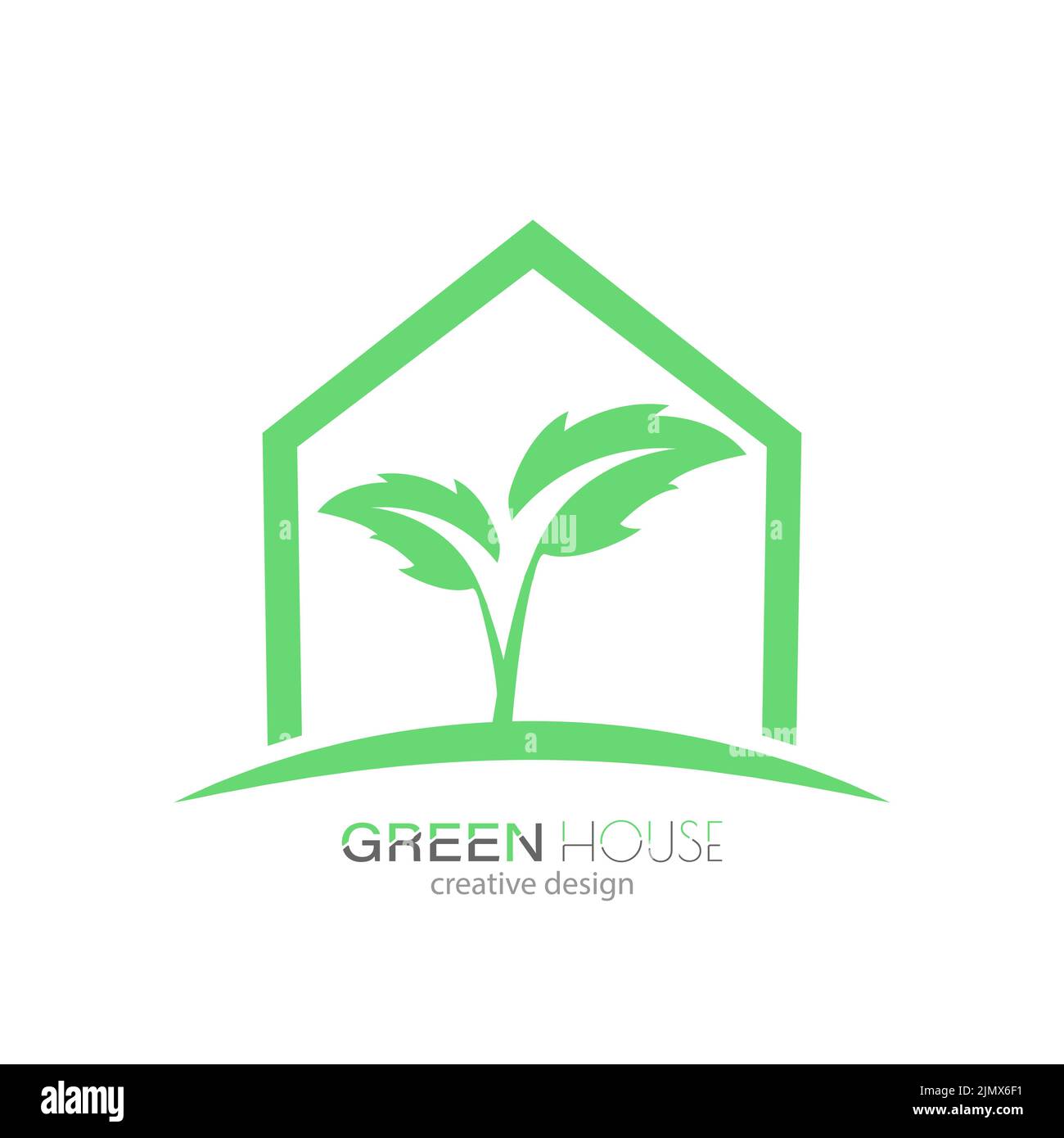 Grünes Haus. Vektor-Logo, Emblem oder Aufkleber eines Smart Home, Öko-Konstruktion oder Öko-Reparatur. Vektor für Websites, Anwendungen und kreative Ideen. Fla Stock Vektor