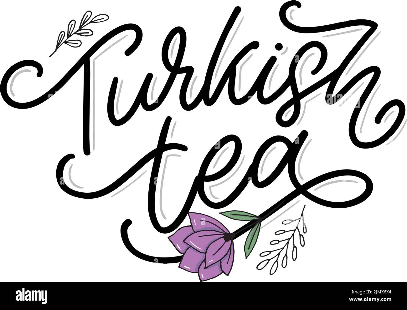 Türkische Traditionen der Teezeremonie. Teezeit. Dekorative Elemente für Ihr Design. Vektor-Illustration mit orientalischer Tasse auf weißem Hintergrund. Stock Vektor