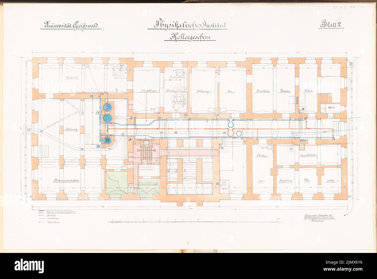 Ministerium für öffentliche Arbeit: Universität Greifswald. Institut für Physik Ministerium der öffentlichen Arbeiten: Universität Greifswald. Physikalisches Institut Stockfoto