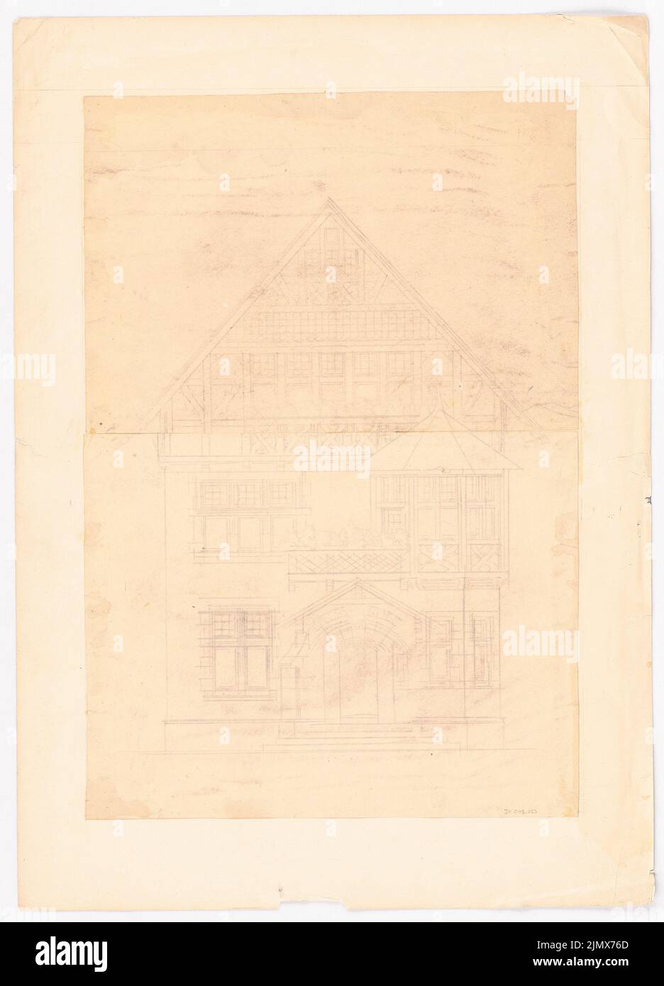 Klomp Johannes Franziskus (1865-1946), Klomp, Dortmund (1904-1905): Vorderansicht. Bleistift auf Papier, 49,5 x 35,7 cm (inklusive Scankanten) Klomp Johannes Franziskus (1865-1946): Wohnhaus Klomp, Dortmund Stockfoto