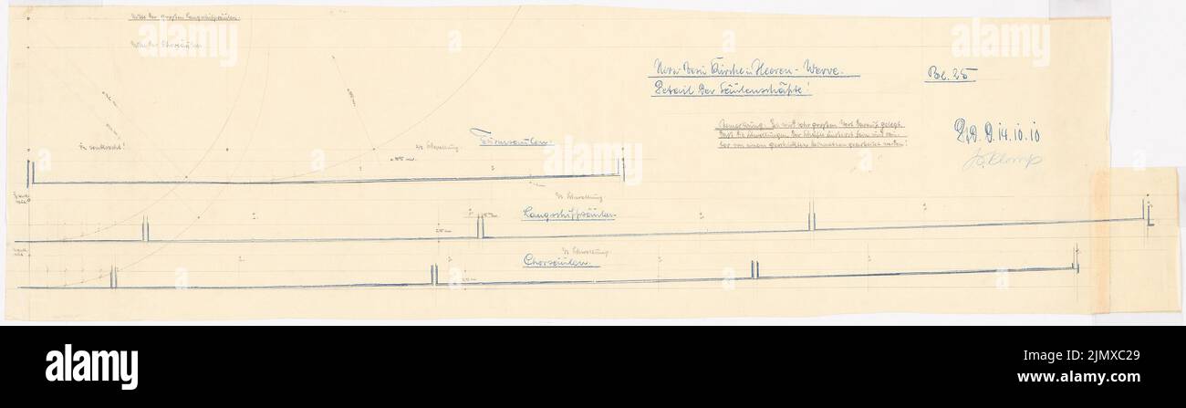 Klomp Johannes Franziskus (1865-1946), Herz-Jesus-Kirche (mit vicaria), Heeren-Werve (14.10.1910): Detail der Säulenschächte der Säulen (1: 1). Bleistift, Buntstift auf Transparent, 46,3 x 168,6 cm (inklusive Scankanten) Klomp Johannes Franziskus (1865-1946): Herz-Jesu-Kirche (mit Vikarie), Heeren-Werve Stockfoto