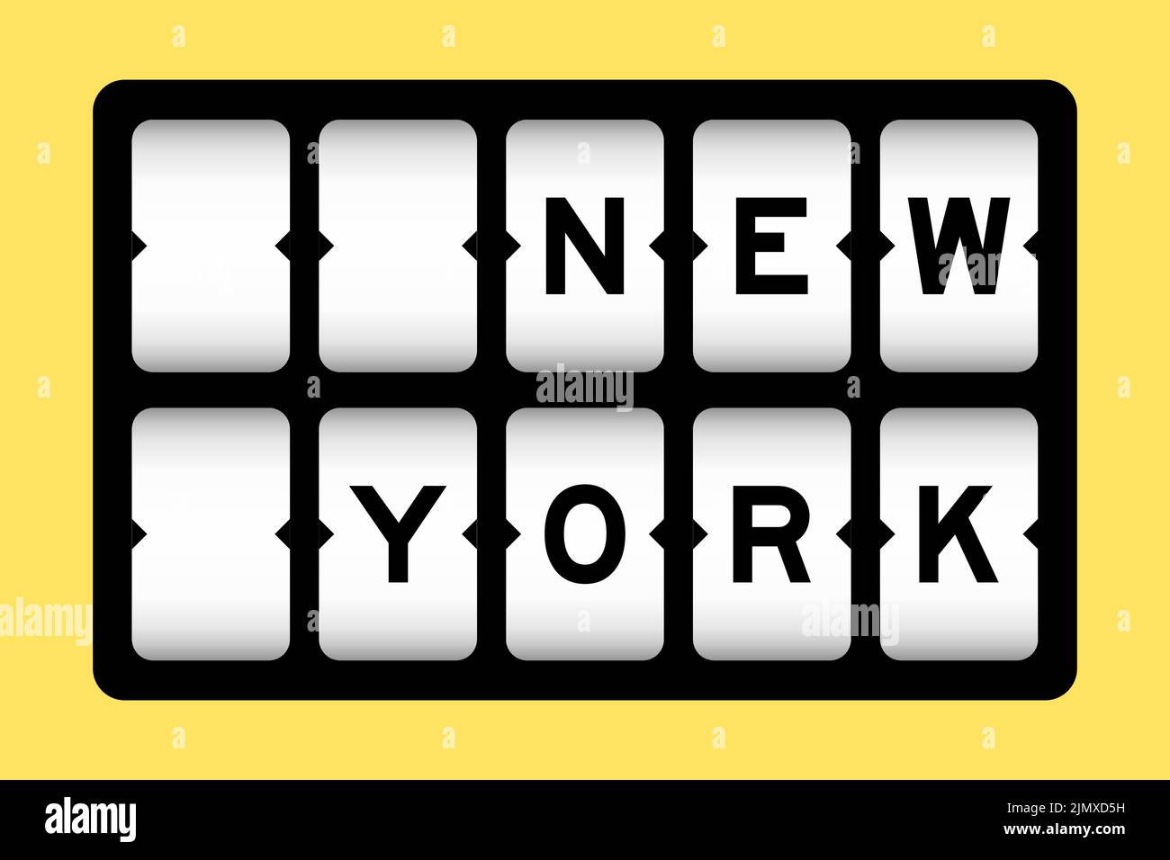 Schwarze Farbe in Wort New york auf Slot Banner mit gelbem Hintergrund Stock Vektor