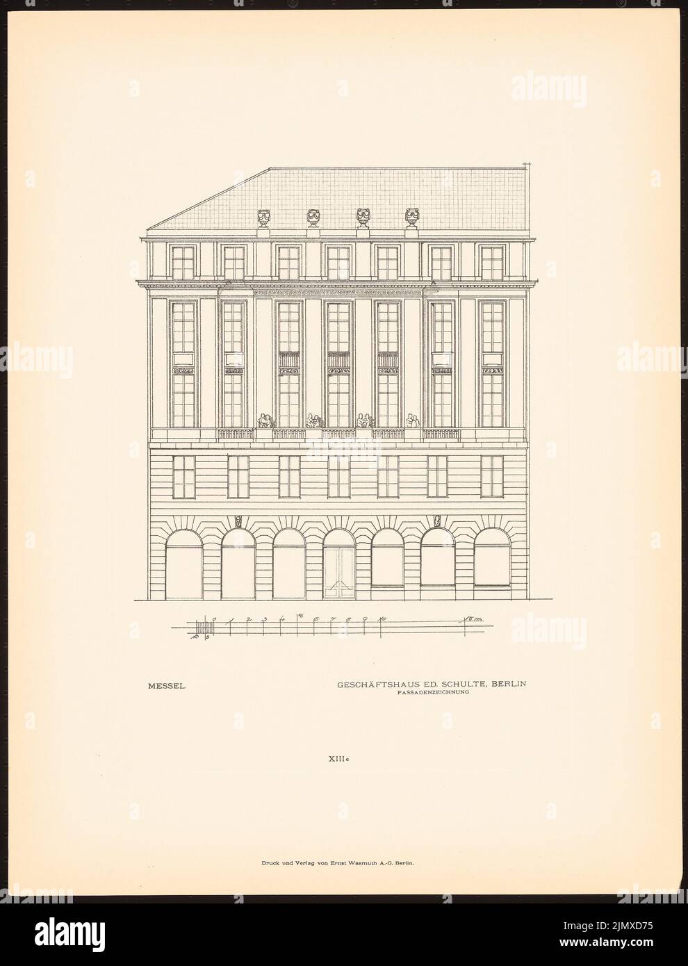 Messel Alfred (1853-1909), noch nicht aufgenommen (ca. 1911): Noch nicht aufgenommen (aus: »Alfred Messel«, Berlin: Wasmuth 1912). Druck auf Papier, 53,1 x 40,4 cm (inklusive Scankanten) Messel Alfred (1853-1909): Kunsthandlung Eduard Schulte, Berlin. (Aus: Alfred Messel, 1912) Stockfoto