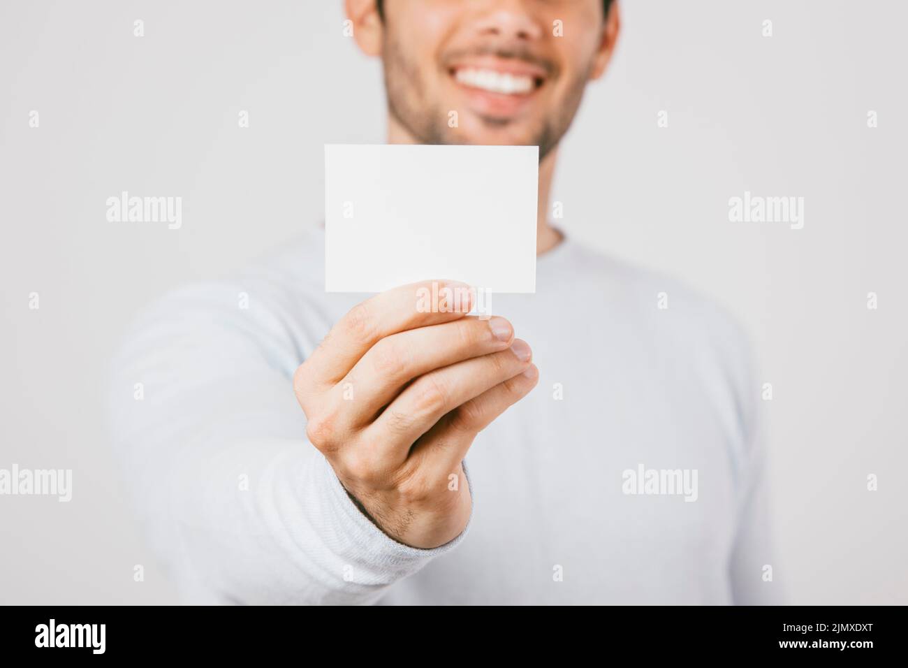Visitenkarte Vorlage mit jungen Mann Hintergrund Stockfoto