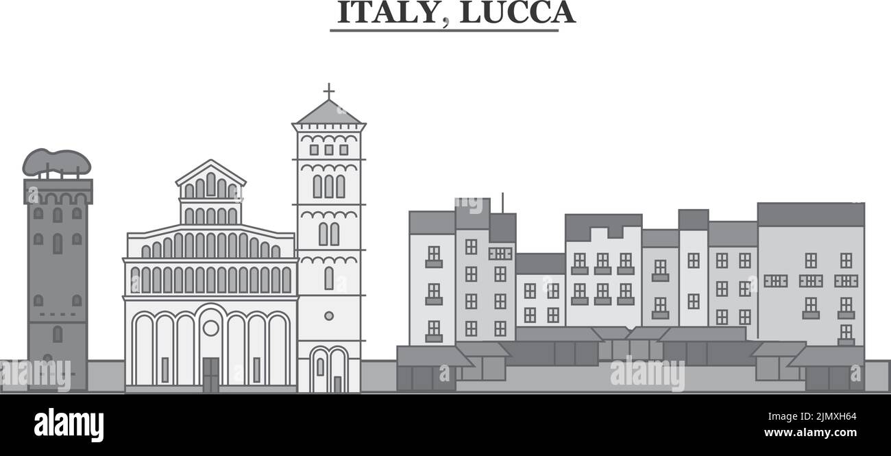 Italien, Lucca City Skyline isoliert Vektor-Illustration, Symbole Stock Vektor
