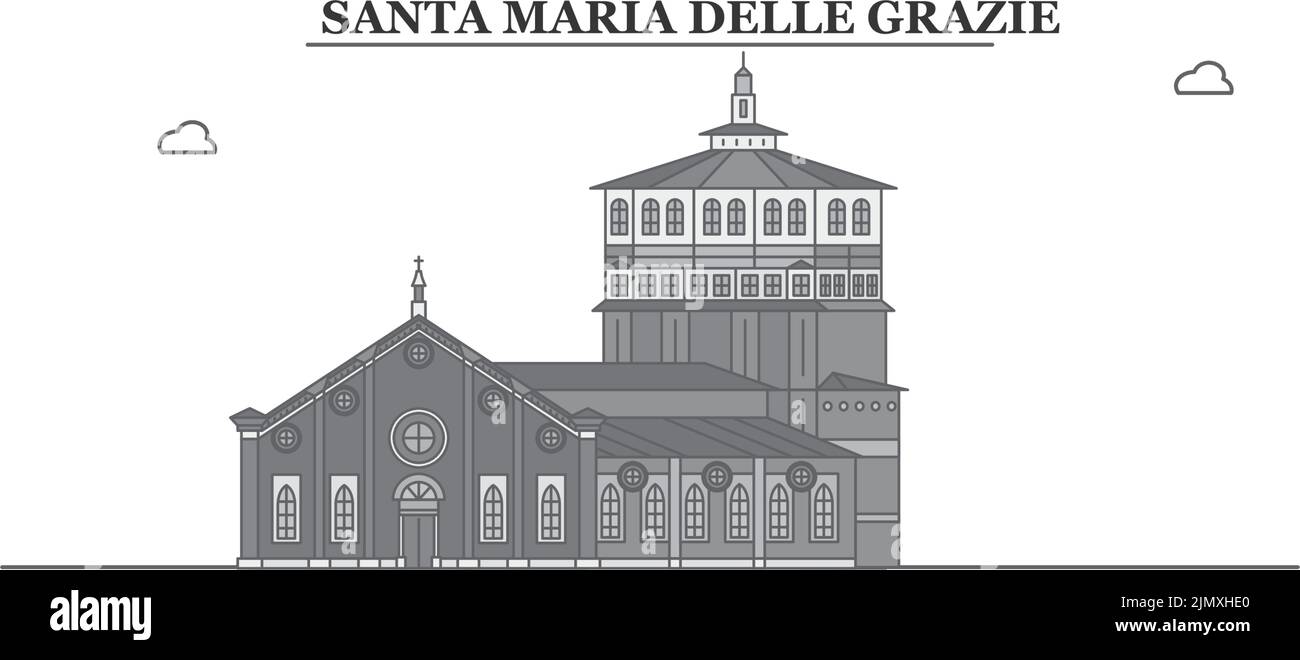 Italien, Santa Maria Delle Grazie City Skyline isoliert Vektor Illustration, Ikonen Stock Vektor