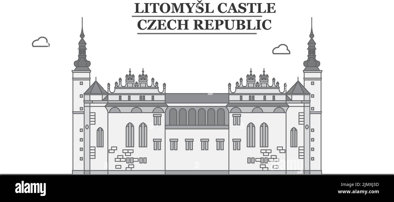 Tschechische Republik, Schloss Litomysl Stadt Skyline isoliert Vektor-Illustration, Symbole Stock Vektor