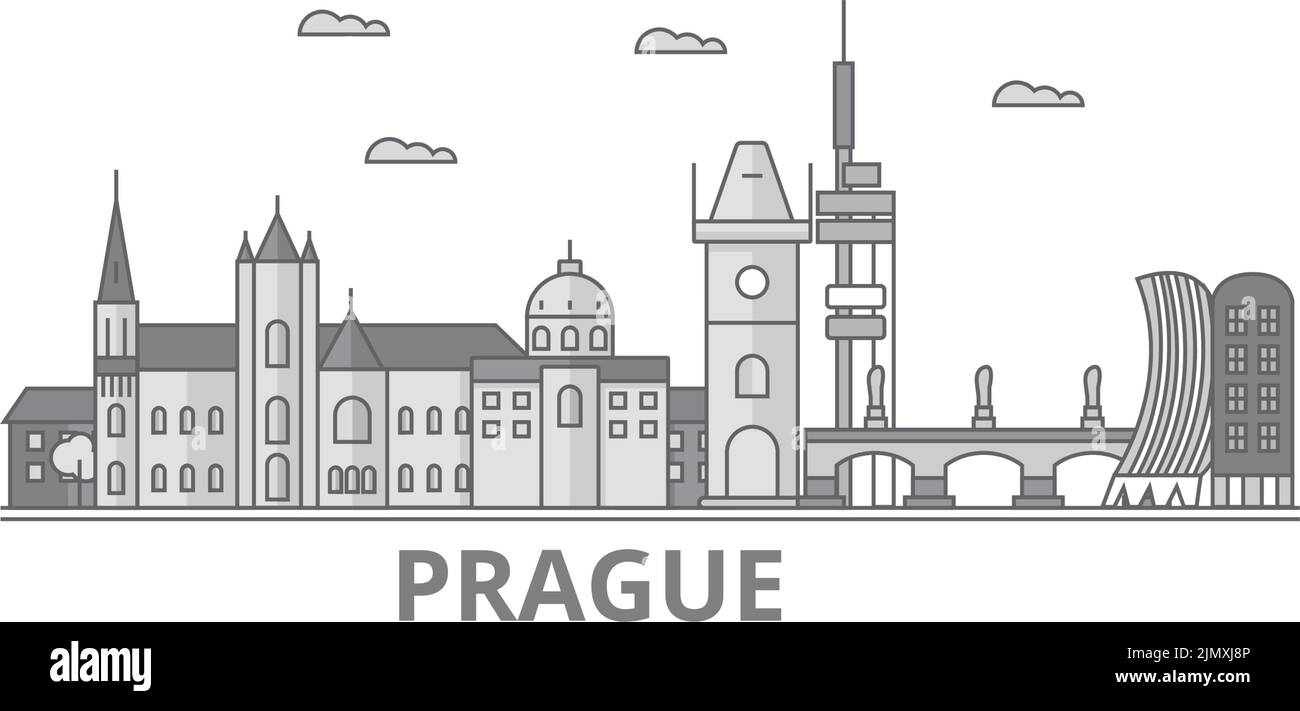 Tschechische Republik, Prager Skyline isolierte Vektorgrafik, Ikonen Stock Vektor