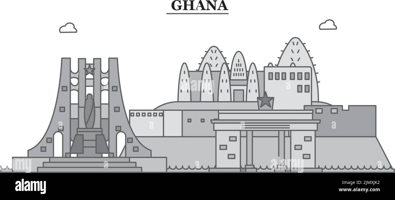 Ghana City Skyline isoliert Vektor-Illustration, Symbole Stock Vektor