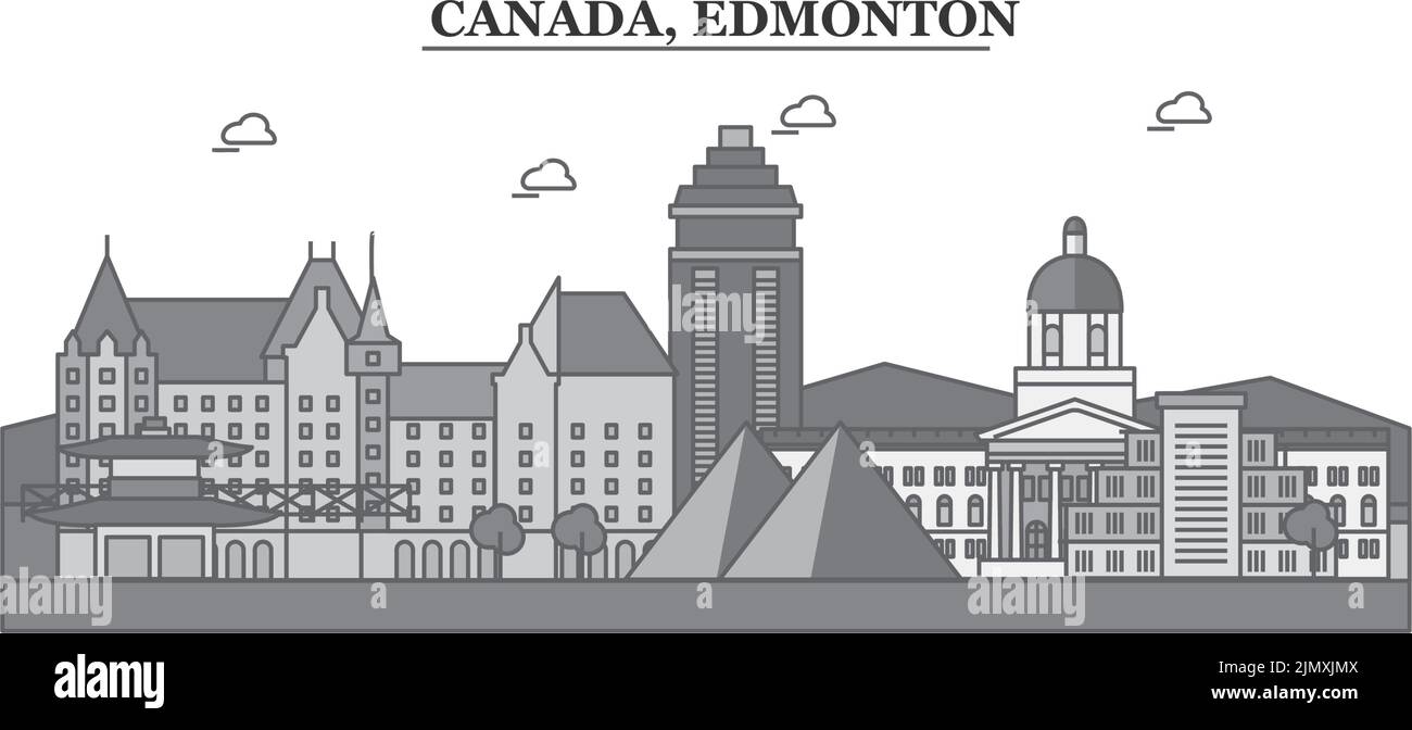 Kanada, Edmonton City Skyline isolierte Vektorgrafik, Symbole Stock Vektor