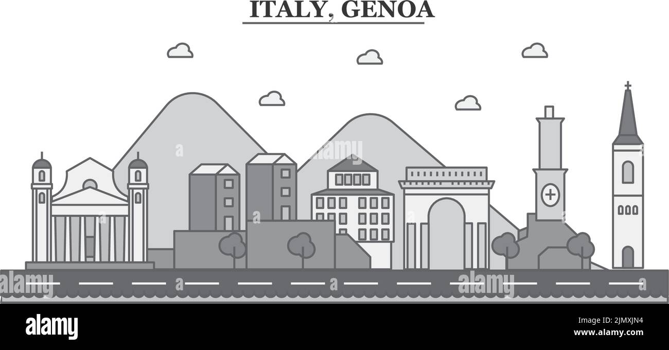 Italien, Genua Stadt Skyline isoliert Vektor-Illustration, Symbole Stock Vektor