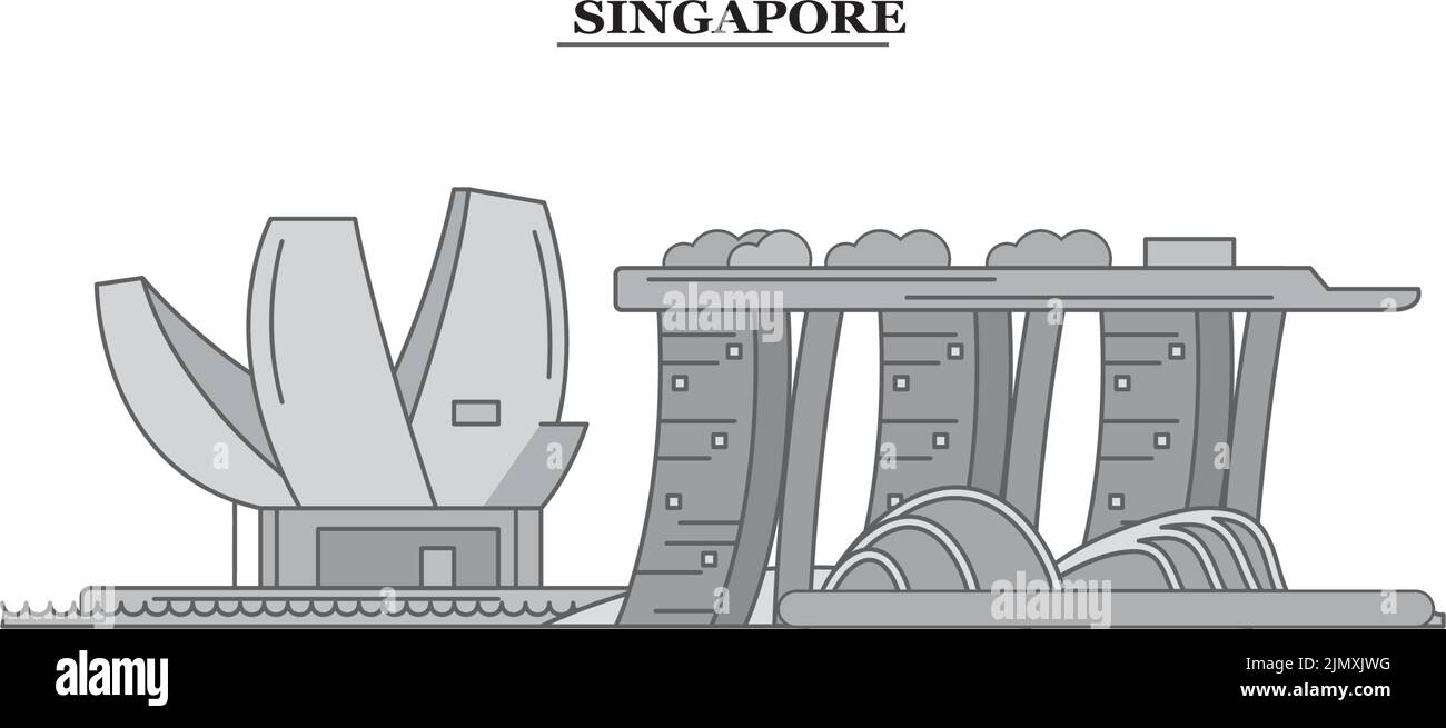 Skyline von Singapur isolierte Vektorgrafik, Symbole Stock Vektor