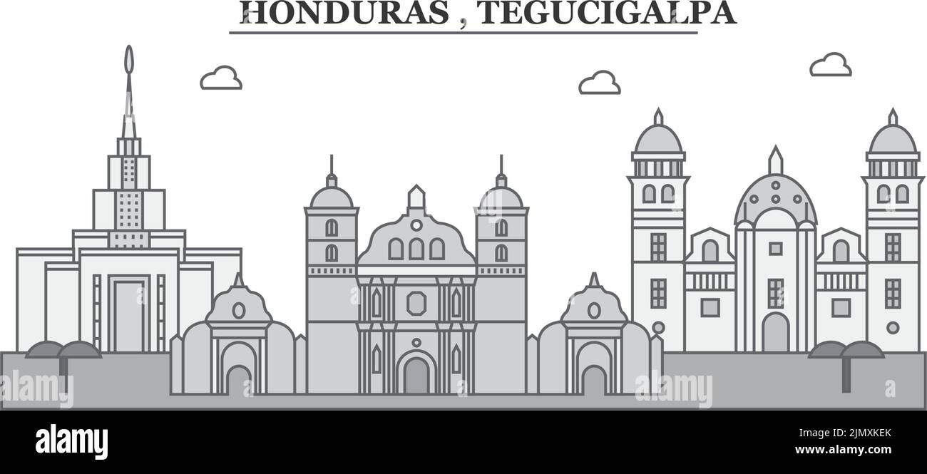 Honduras, Tegucigalpa Stadt Skyline isoliert Vektor Illustration, Symbole Stock Vektor