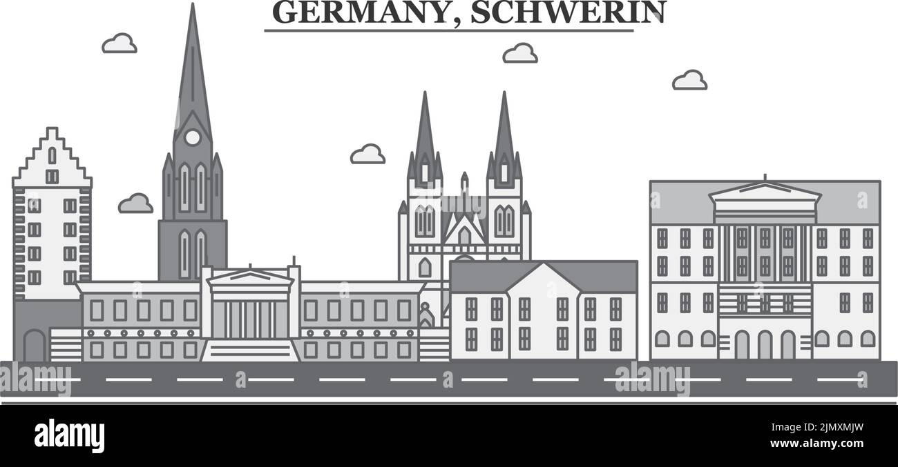Deutschland, Schwerin City Skyline isolierte Vektorgrafik, Ikonen Stock Vektor Deutschland, Schwerin City Skyline isolierte Vektorgrafik, Ikonen Stock Vektor