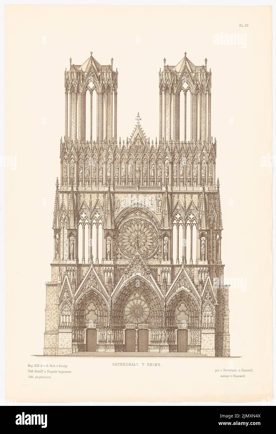 N.N., Kathedrale von Reims. (Aus: Gotische Architektur in Frankreich, hrsg. Druck auf Papier, 54,3 x 37 cm (inkl. Scankanten) Stockfoto