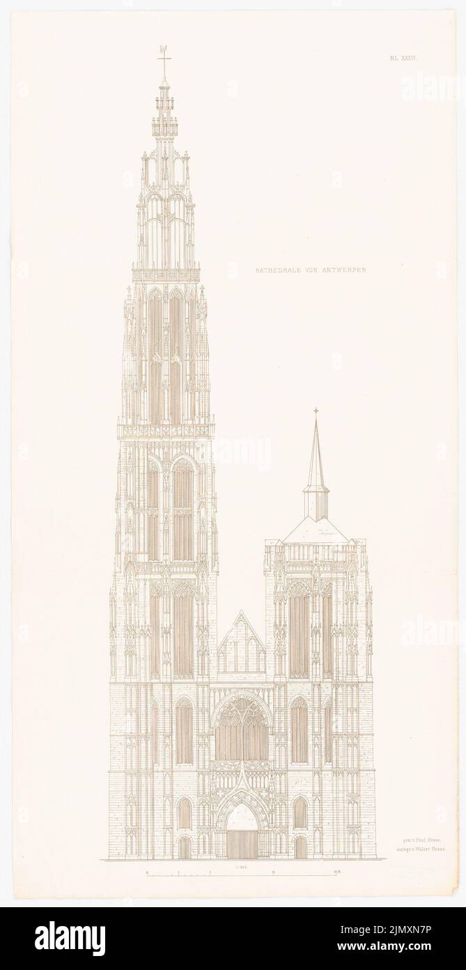 N.N., Kathedrale von Antwerpen. (Aus: Gotische Architektur in Frankreich, hrsg. Druck auf Papier, 71,7 x 36,9 cm (inkl. Scankanten) Stockfoto