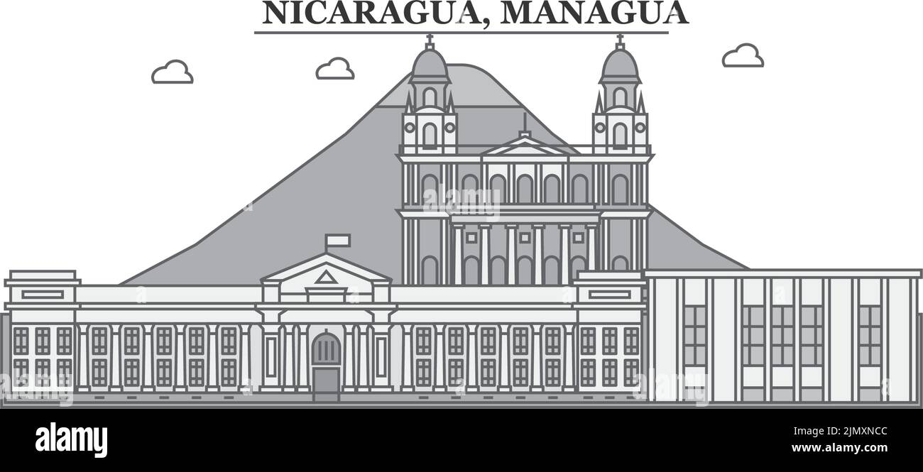Nicaragua, Managua City Skyline isoliert Vektor-Illustration, Symbole Stock Vektor