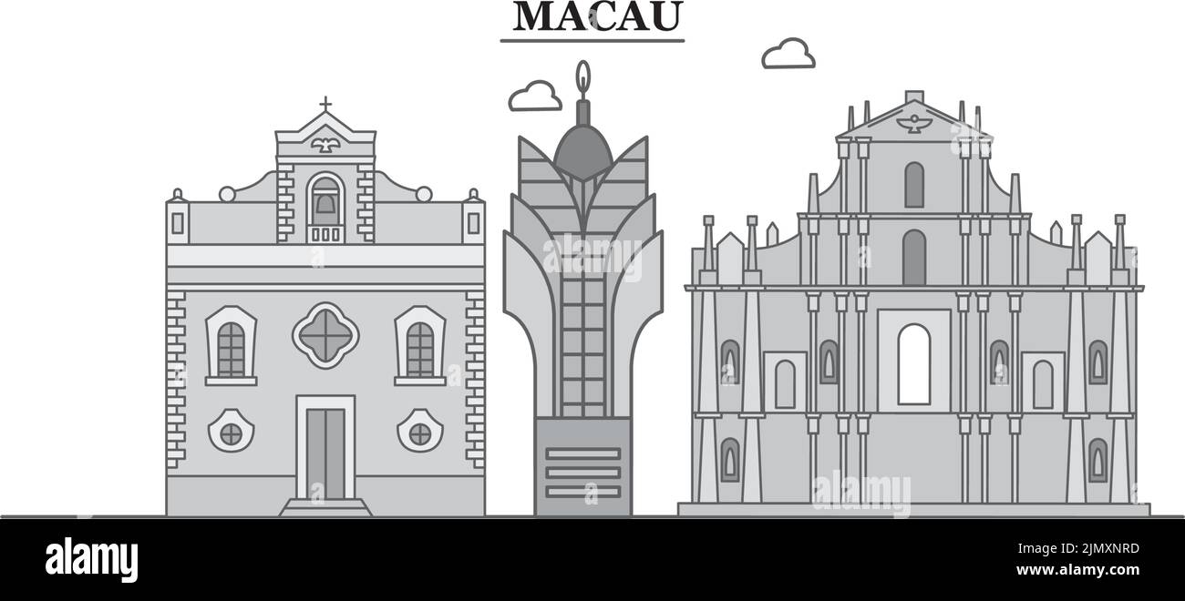 China, Macau City Skyline isoliert Vektor-Illustration, Symbole Stock Vektor