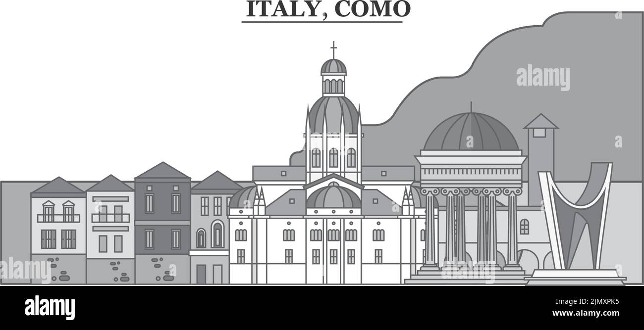 Italien, Como City Skyline isoliert Vektor-Illustration, Symbole Stock Vektor