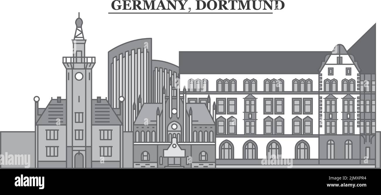 Deutschland, Dortmunder Skyline isolierte Vektorgrafik, Ikonen Stock Vektor