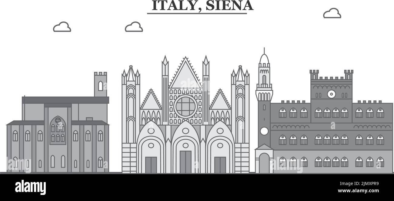 Italien, Siena City Skyline isoliert Vektor-Illustration, Symbole Stock Vektor