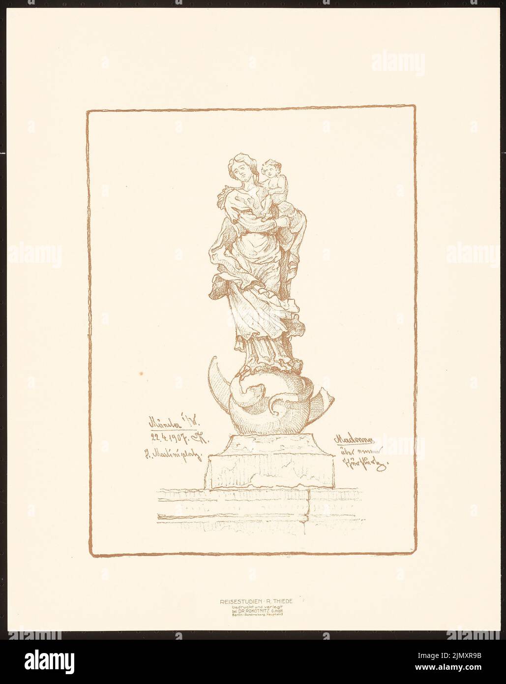 Thiede R., St. Martin Pfalz, Münster. (Aus: Reisestudien, Berlin 1910) (1910-1910): Perspektivische Ansicht. Druck auf Papier, 49,2 x 38,9 cm (einschließlich Scankanten) Stockfoto