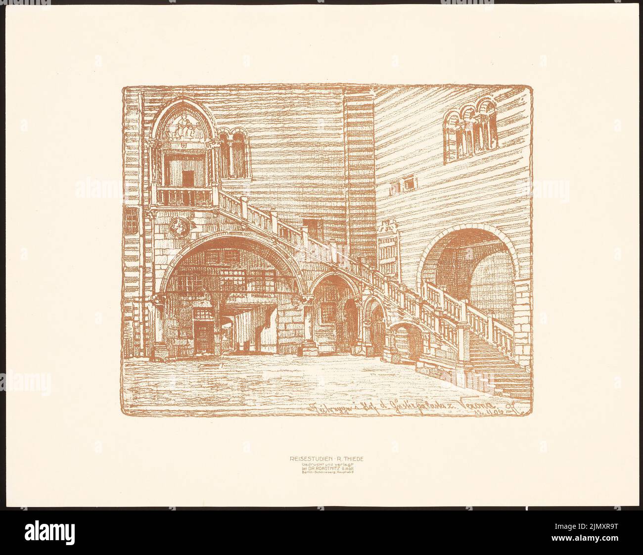 Thiede R., Justizpalast, Verona. (Aus: Reisestudien, Berlin 1910) (1910-1910): Perspektivische Ansicht. Druck auf Papier, 38,6 x 48,7 cm (einschließlich Scankanten) Stockfoto