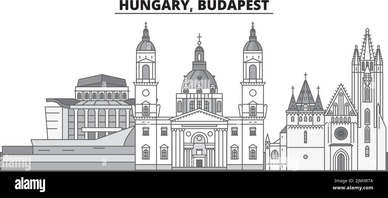 Ungarn, Budapest City City Skyline isoliert Vektor-Illustration, Symbole Stock Vektor