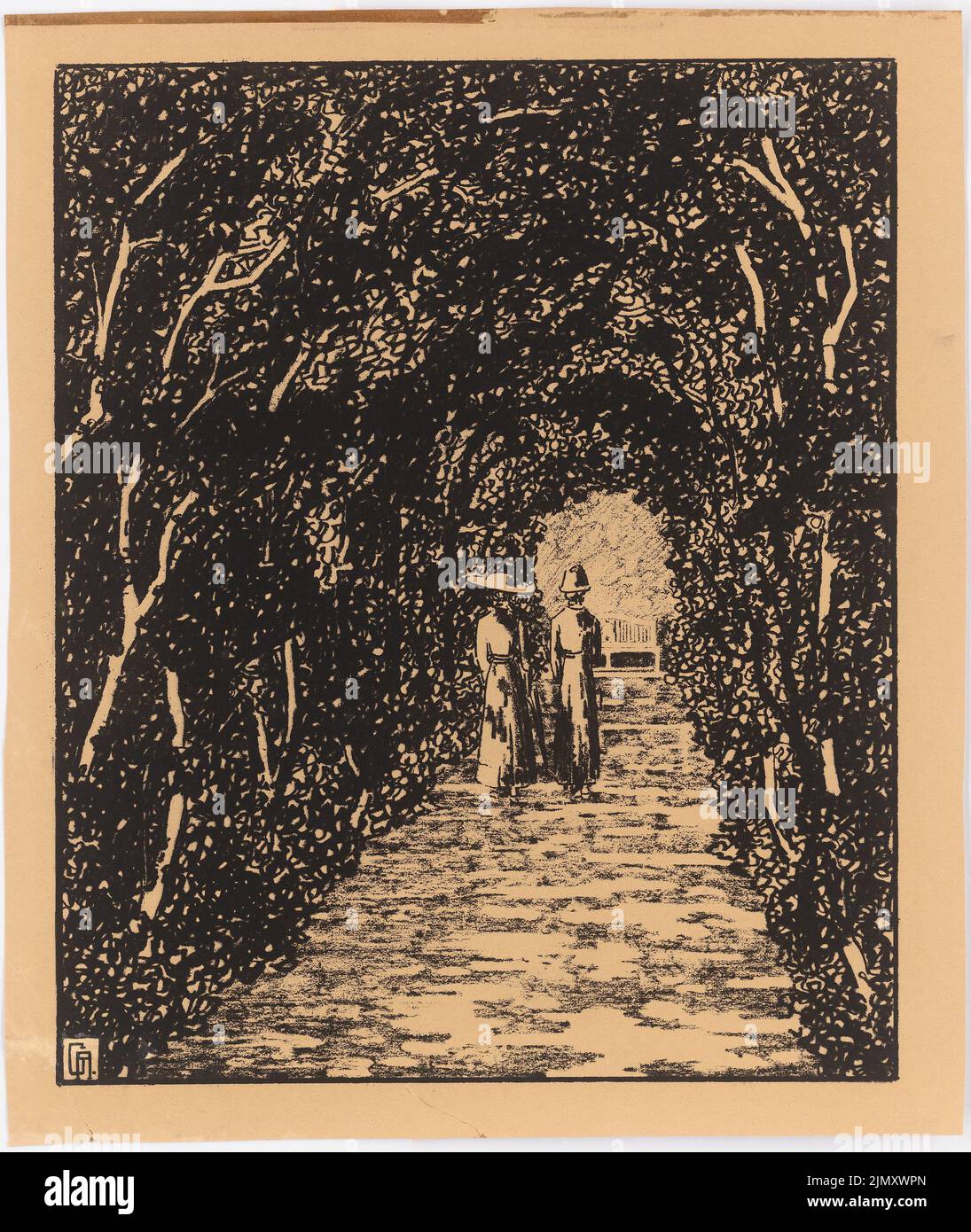 Encke Friedrich August (1861-1931), Teutonen-Garten, Marburg (1912): Perspektivische Ansicht einer Arkade. Druck auf Papier, 63 x 53,1 cm (einschließlich Scankanten) Stockfoto