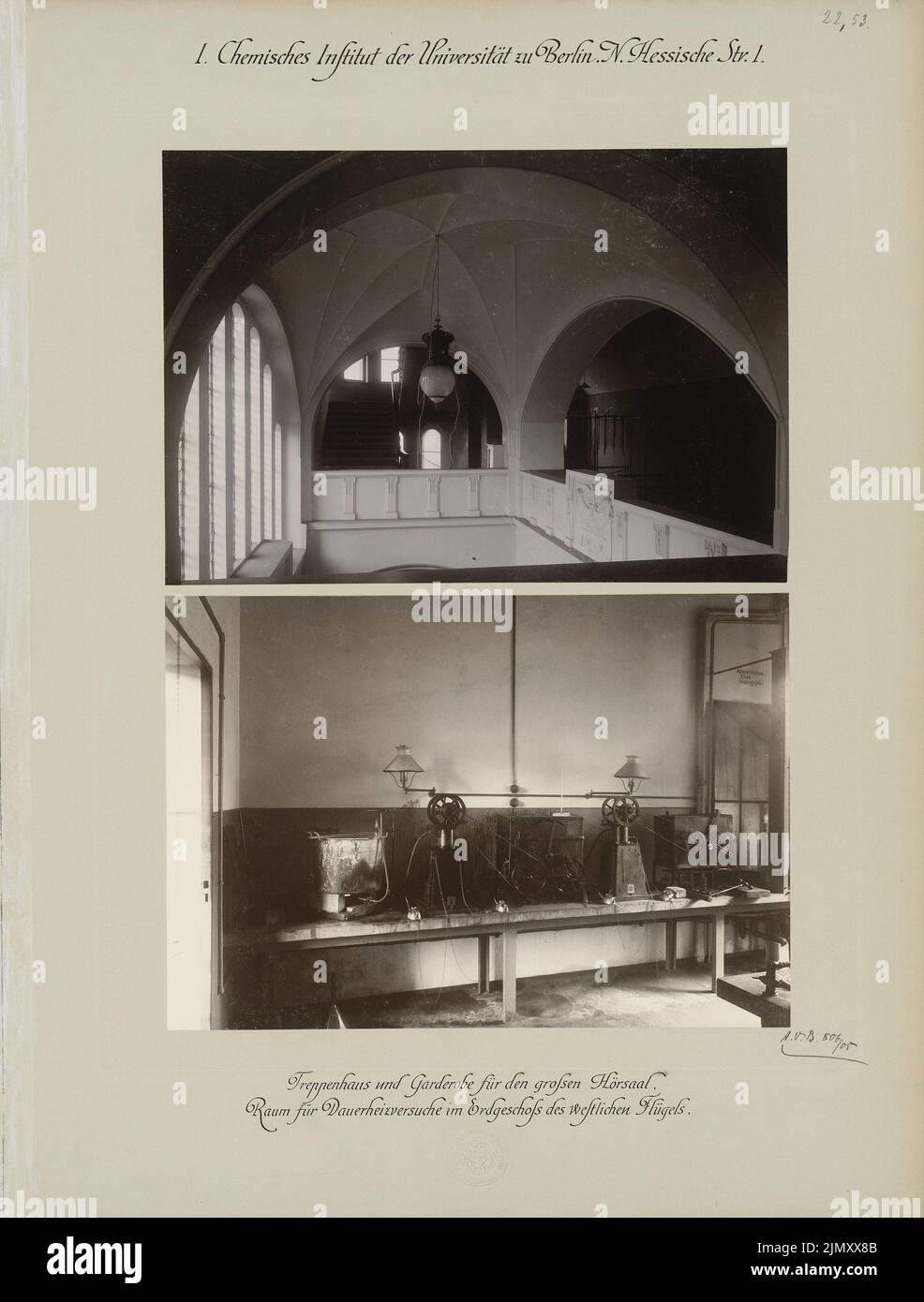 Thür Georg (1846-1924), Friedrich-Wilhelms-Universität zu Berlin (Humboldt-Universität). Chemisches Institut (1897-1900): Innenansicht. Foto auf Karton, 55,9 x 42,5 cm (einschließlich Scankanten) Stockfoto